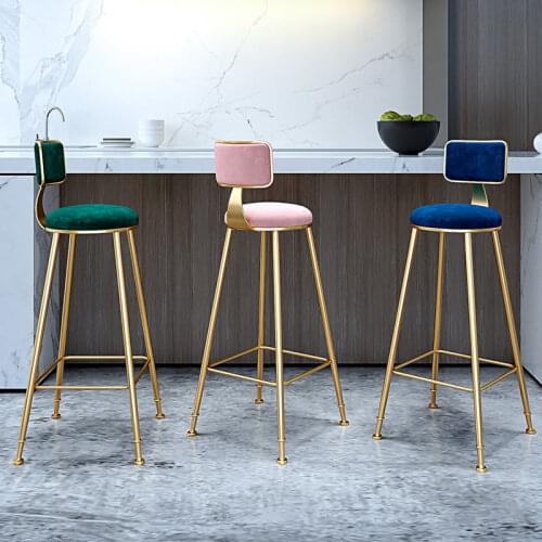 Nordic Wrought Iron Bar Stool Modern Minimalist Home Backrest Dining Chair High Stool Cafe Bar Stool Bar Stool