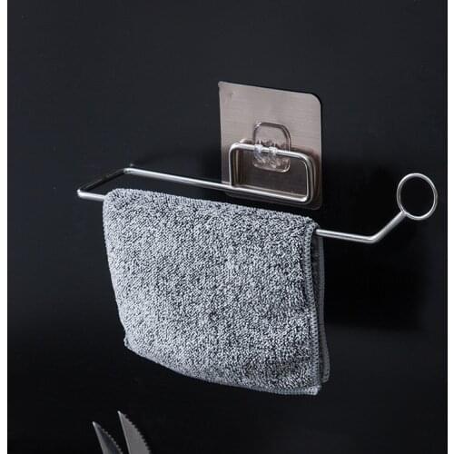 Punch-free Kitchen Hardware Towel Rack Storage Holder Hanging Waterproof Metal Kitchen Roll Paper Organizer Tissue Hanger