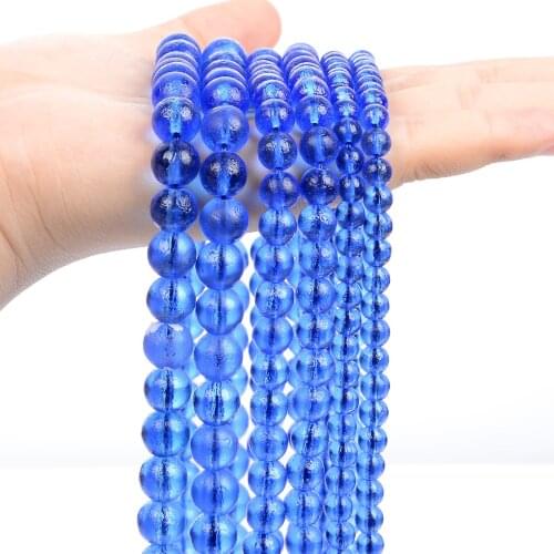 Natural Stone Beads Matte Frosted Royal Blue Czech Meteorite Round Loose Spacer Bead for Jewelry Making DIY Accessories 6/8/10MM