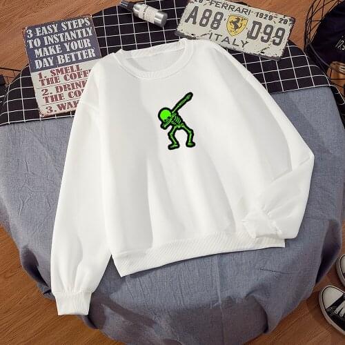 Fashion Tumblr Sweatshirts 2020 Spring Long Sleeve Skull Alien Harajuku Printed Hoody Pullovers Fleece Punk Womens Hoodies XXL
