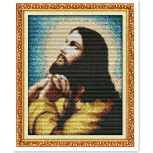 Savior Jesus 11CT 14CT Calico Cross Stitch Kit Prayer of Jesus Manual DMC Embroidery Furniture Fabric Art Decoration Paintings