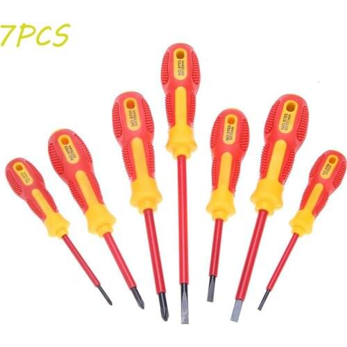 7pcs Insulated Screwdriver Set 1000V Electrician Dedicated Slotted Phillips High Voltage Resistant Screw Driver Repair Hand Tool
