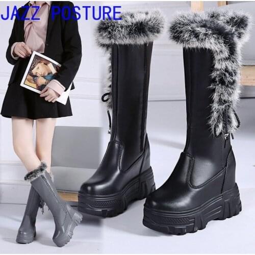 New style real wool flat shoes winter leisure boots ladies fur thick-soled warm boots ladies height-increasing shoes a29