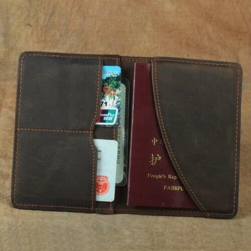 New national style leather passport cover passport header layer crazy horse skin boarding card wallet card package passport book