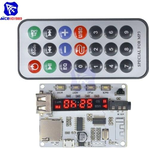 Digital LED Display Wireless Bluetooth FM MP3 Decoding Board TF Micro SD Card Audio Sound Module with Infrared Remote Controller