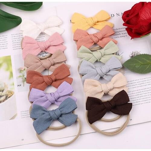 12Colors Nylon Baby Headband 3.54'' Hair Bow Newborn Elastic Hair Bands For Girl Headbands Turban Headwear Kids Hair Accessories