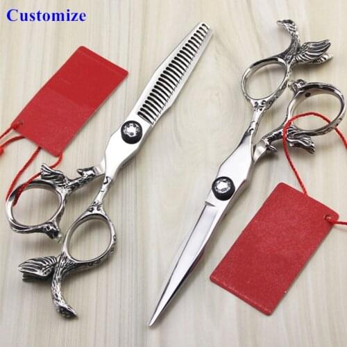 Customize professional Japan 440c steel 5.5 inch Angel hair scissors cutting barber salon Thinning shears hairdressing scissors