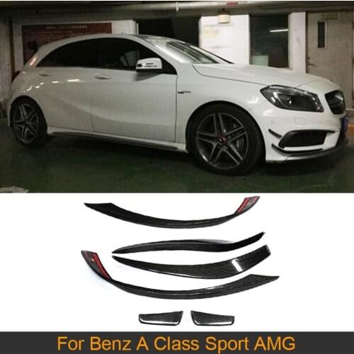 Car Front Bumper Splitter Fin Canards Spoiler for Mercedes-Benz A180 A200 A250 AMG A45 2013 - 2016 Car Fog Lamps Trims
