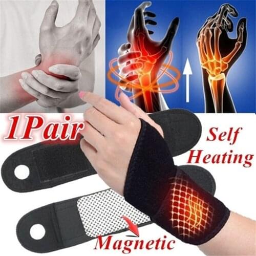 2Pcs/Pair Self-heating Magnet Wrist Support Brace Guard Protector Pad Men Winter Keep Warm Band Sports Protective Gear Bracers