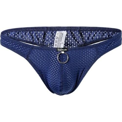 Sexy Man Mesh Rings Thongs See Through Transparent G String Bulge Penis Pouch T-Back Panties Gay Hipster Jockstrap Underwear