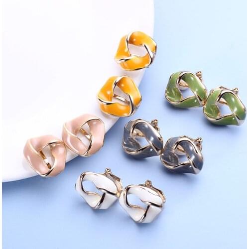 Stud Clip On Earrings Twist Triangle Flower Irregular Geometric Non Piercing Earing Clipon Floral Jewelry For Women Ladies