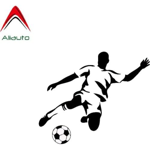 Aliauto Stylish Cartoon Car Stickers Football Sports Automobile Styling Vinyl Sunscreen Anti-UV Decals Black/Silver,13cm*11cm