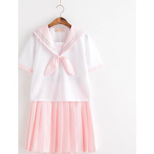 Sakura Light Pink Japanese School Uniform Skirt JK Uniform Class Uniforms Sailor Suit College Wind Suit Female Students Uniforms