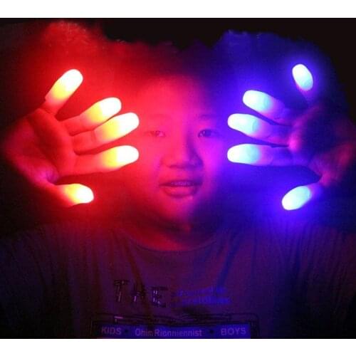 10Pcs LED Light Glowing Finger Thumbs Light Flashing Toy Light Up Glowing Finger Ring Kids Halloween Party Supplies Random Color