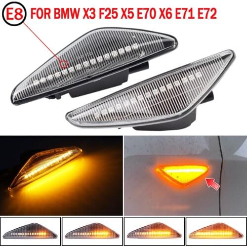 2pc LED Dynamic Turn Signal Light Side Fender Marker Lamp Sequential Indicator Light For BMW X3 F25 X5 E70 X6 E71 E72 2008-2014
