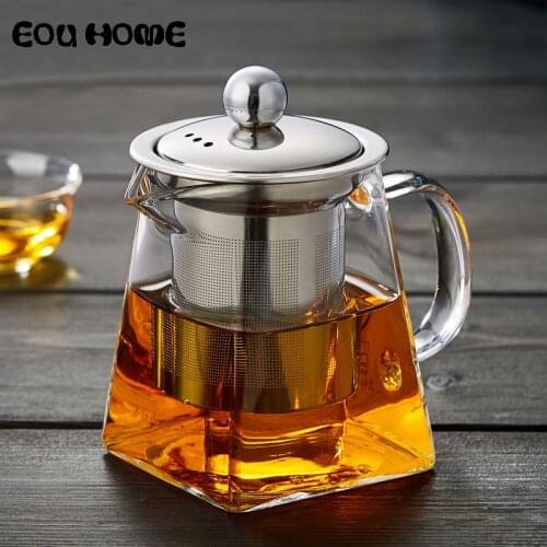 Heat-resistant Glass Teapots Kettle Stainless Steel Filtering Tea Pot Flower Teapot High-temperature Resistance Glass Tea Set