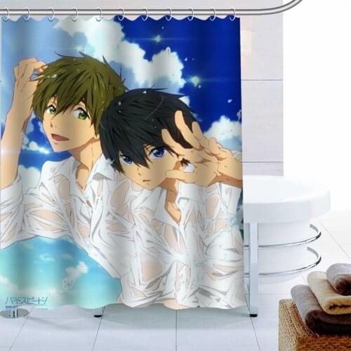 Nice Free Swim Club Flower Shower Curtain 12 Hook Polyester Fabric 3D Printing Bathroom Curtain Waterproof Bath Curtain Decor