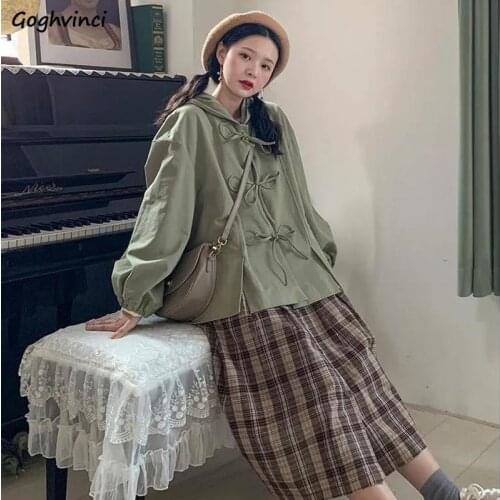 Jackets Womens Kawaii Bow Knot Hooded Oversize Leisure Korean Style Harajuku Students Long Sleeve Lovely Students Vintage Chic