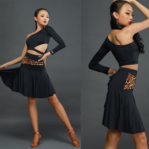 New Women Sexy One-Shoulder Design Tops Dance Skrits Latin Dance Performance Costumes Latin Dance Competition Skirt Dress DN8466