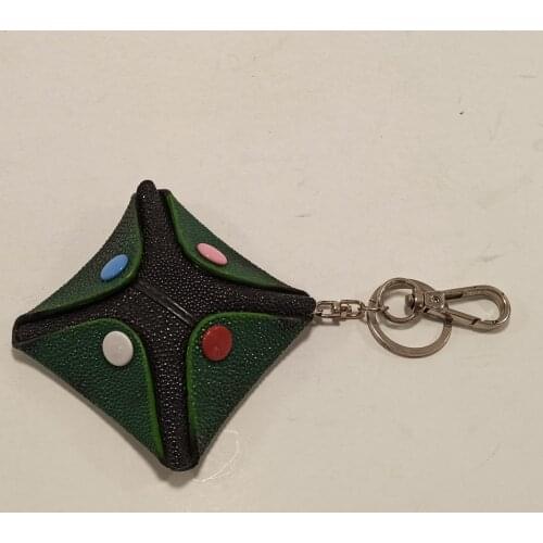 Women Keychain Organizer Coin Purse Wallets Real Genuine Leather Exotic Stingray Fish Skin Vintage Stylish Mini Retro Key Holder