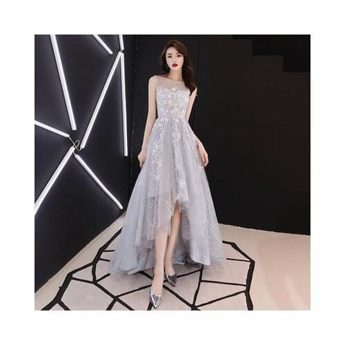 Aswomoye Short Front Long Back Evening Dress 2018 New Illusion O-Neck Special Occasion Dress Prom Party Dress robe de soiree