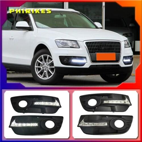 1 set DRL For Audi Q5 2010 2011 2012 2013 LED DRL Daytime driving Running Lights Daylight Fog Lamp cover hole light