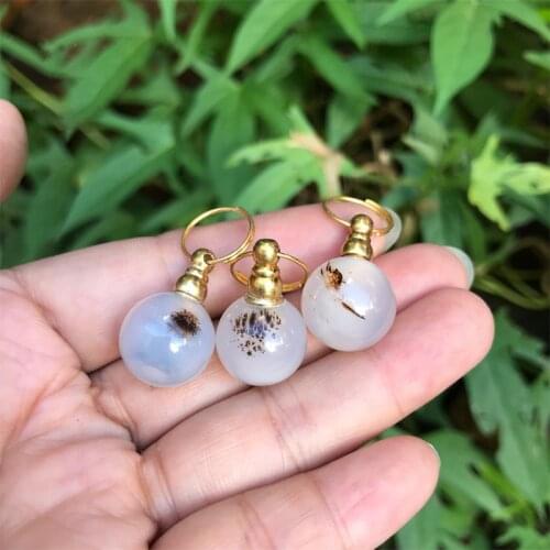 1Pcs Mini Snuff Bottle Natural Stone Agates Perfume Bottle Connector Quartz Essential Oil Diffuser Charms Jewelry Gift Pendant