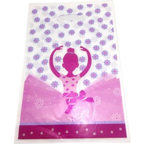 100pcs/lot Kids Favors Happy Baby Shower Ballet Girl Theme Candy Gifts Bags Decorations Birthday Events Party Loot Bag