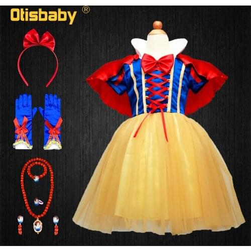 2 - 14 Years Fantasia Girls Snow White Dresses for Kids Masquerade Clothing Pretty Girl Children Tulle Princess Cosplay Dress