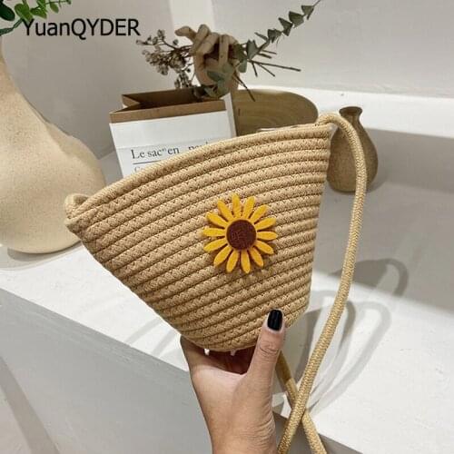 2021 Spring New Cute Daisy Designer Women Straw Bags High Quality Canvas Ladies Shoulder Bag Fashion Womens Messenger Bag Sac