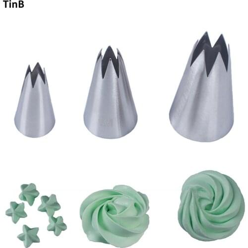 3pcs/Set Rose Cake Cream Nozzles Icing Piping Nozzles Pastry Tools Stainless Steel Cupcake Russian Pastry Cream Tips Bakeware