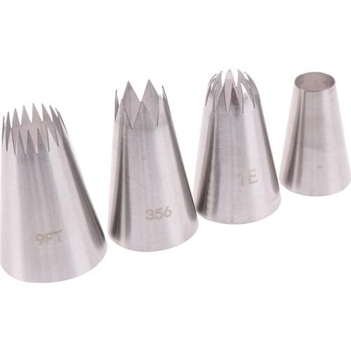 4Pcs/Lot Cakes Decoration Set Stainless Steel Nozzles Cupcake Large Icing Piping Nozzle Pastry Tips Baking Tools