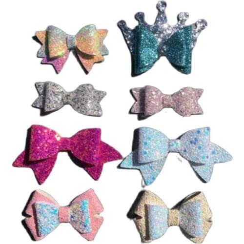 5Pcs/lot Sparkling Glitter Bowknot Patch Childrens Hair Accessories Exquisite Glittery Bow Appliques DIY Decoration Material
