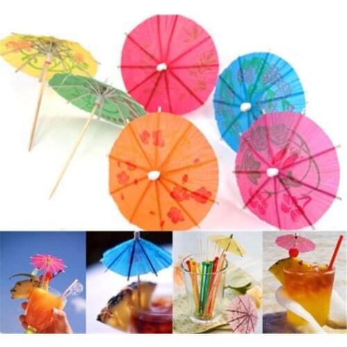 50pcs New Paper Drink Cocktail Parasols Umbrellas Luau Sticks Tropical Hawaiian Party Wedding Paper Umbrella Decoration