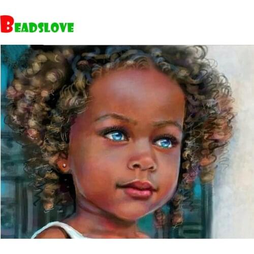 DIY 3D Diamond Embroidery African girl Diamond Painting Full Square Rhinestones Pictures By Numbers Diamond Mosaic Sale