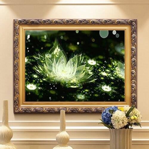Diamond Painting Kits Embroidery Lotus Flower Green Leaf Cross Stitch Home Art Decor