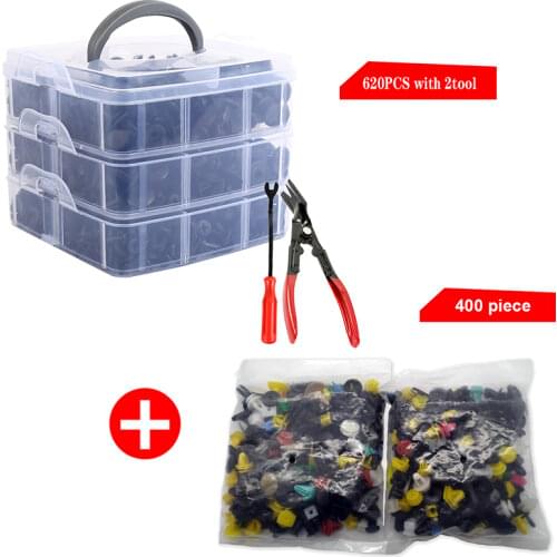 620pcs/box Car Fastener Clips Mixed Car Fasteners Door Trim Panel Auto Bumper Rivet Retainer Push Engine Cover Fender