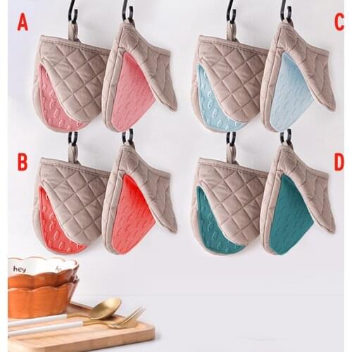 Behogar 1 Pair Cotton Anti-scalding Non Slip Oven Gloves Kitchen Baking Gloves Hand Clip Suitable for Tray Dish Bowl Microwave