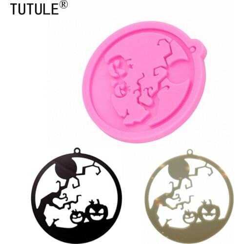 Shiny Halloween Pumpkin Keychain Flexible Silicone Mould-Jewelry epoxy Clay polymer Pendant keychain flexible Epoxy resin mold