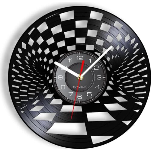 Black And White Chess Board Wall Clock Checkers Vintage Vinyl Record Wall Clock Checkers Wall Decor Gift for Chess Lovers