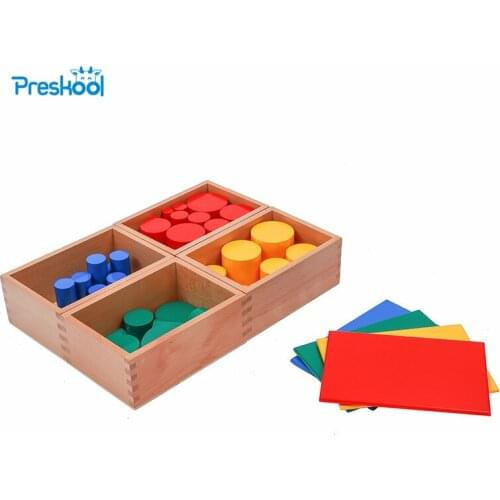 Montessori Baby Toy Learning Educational Knobless Cylinders Set of 4 Wood Great Gift for Children