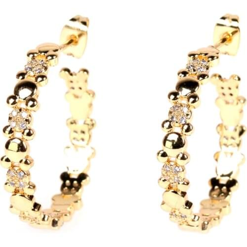 EYIKA Fashion Unique Design Geometric Zircon Big Hoop Earrings Round Circle Piercing Pendiente Women European Statement Jewelry