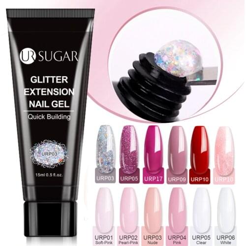 UR SUGAR 15ml Silver Glitter Extension Nail Gel Gel Varnishes Hybrid For Nails Extension Nail Semi-permanent Gel