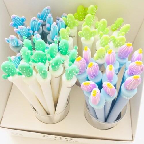 36 pcs/lot Cactus Gel Pen Cute 0.5mm black Signature Pen Escolar Papelaria School writing Supply Promotional Gift