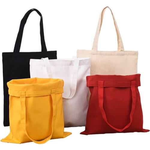 50Pcs/Lot 4 Colors Womens Canvas Shoulder Bags Woman Cotton Shopping Bags Soft Handbag Casual Cloth Tote Girl Bag Ladies Shop