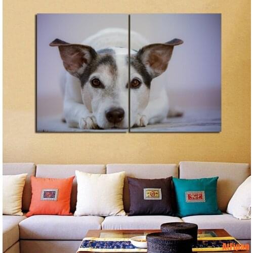 Well-Behaved Dog Animal Print Poster Unframed Painting Canvas Wall Art Living Room Decor Modern Wallpaper Unframed 2 Panels