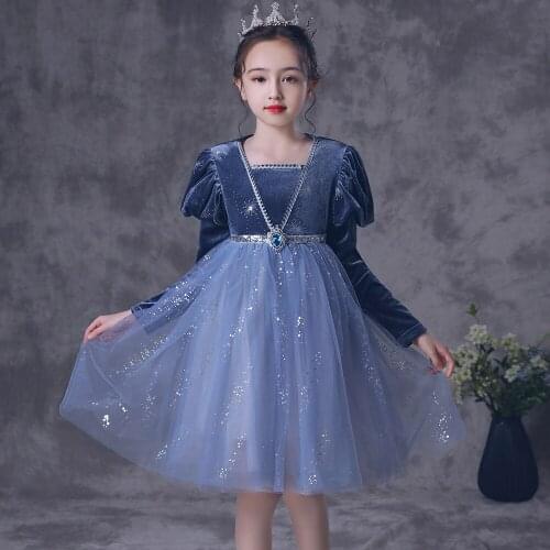 Frozen Elsa Halloween Costumes for Kids Girls Autumn Winter Disfraces Princesas Dress Up Children Birthday Party Cosplay Dresses