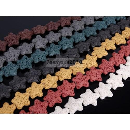Colorful Volcanic Lava Gems Stone Star Spacer Loose Beads 16'' 20mm 25mm 40mm for Jewelry Making Crafts 2 Strands/Pack