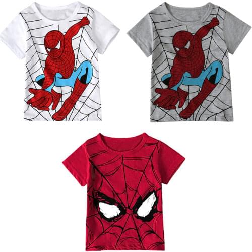 Summer new childrens clothing printing cartoon childrens T-shirt Spiderman short boy childrens shirt sweat-absorbent