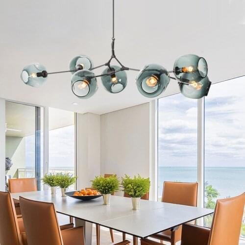 Modern Glass Balls Led Chandelier Led Chandelier Lamps Stained-glass Lampshade Chandeliers for Living Room Indoor Lighting